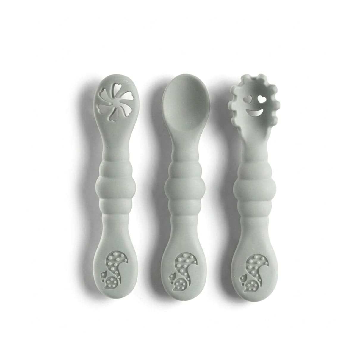KIT 3 PRE CUCHARAS PLOMO PARA BEBE ALIMENTACION DIARIA Y COMODA EN CASA Y+PAPEL REGALO - 1