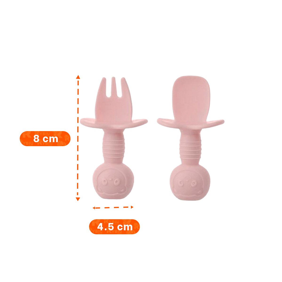 PACK4 PACK 2 PRE CUCHARA Y TENEDOR MANGO CORTO OSITO PALO ROSA PARA COMER Y+REGALO STICKER - 4