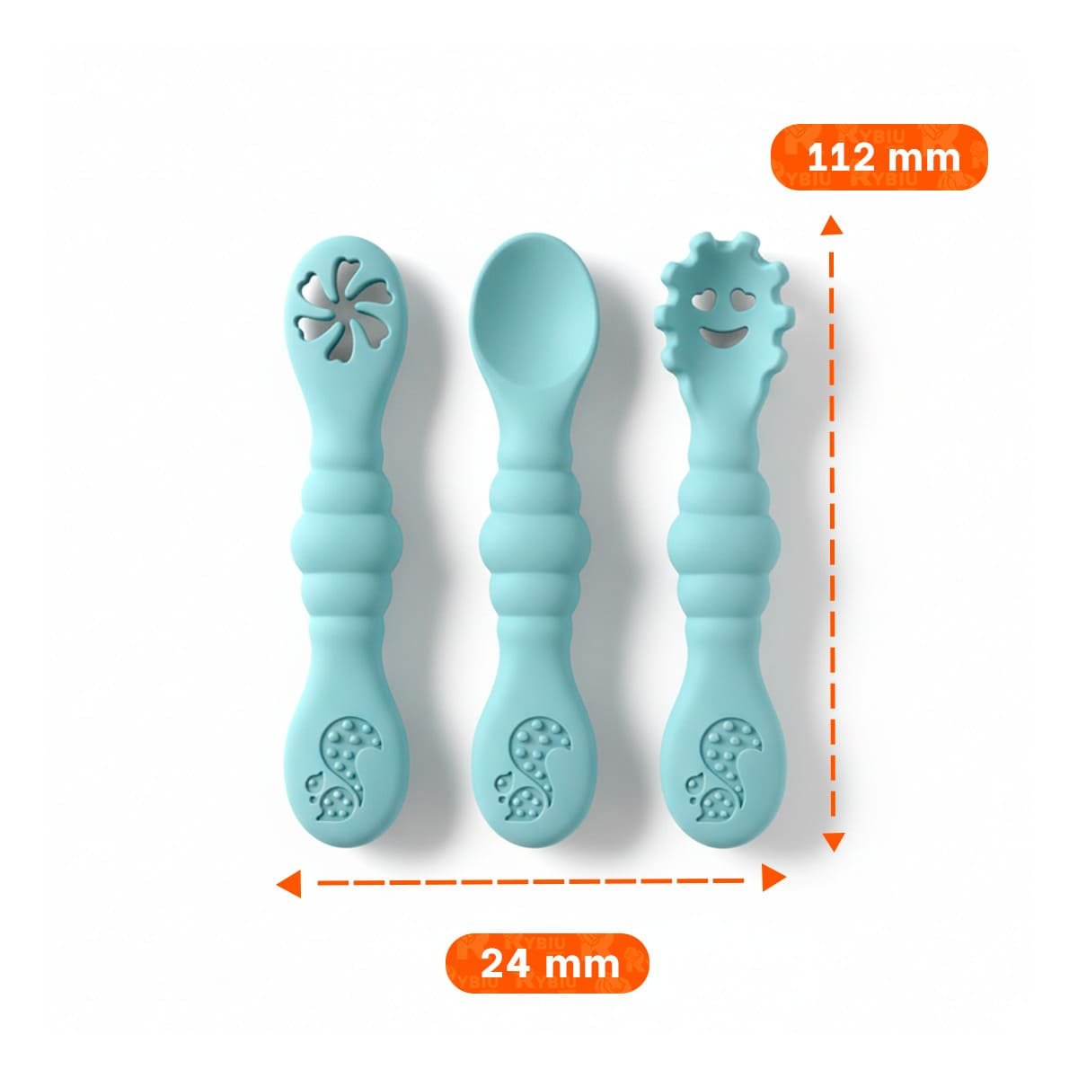 PACK4 PACK 3 PRE CUCHARAS PARA BEBE COMIDA DIARIA Y FACIL DE TOMAR CELESTE Y+REGALO STICKER - 4