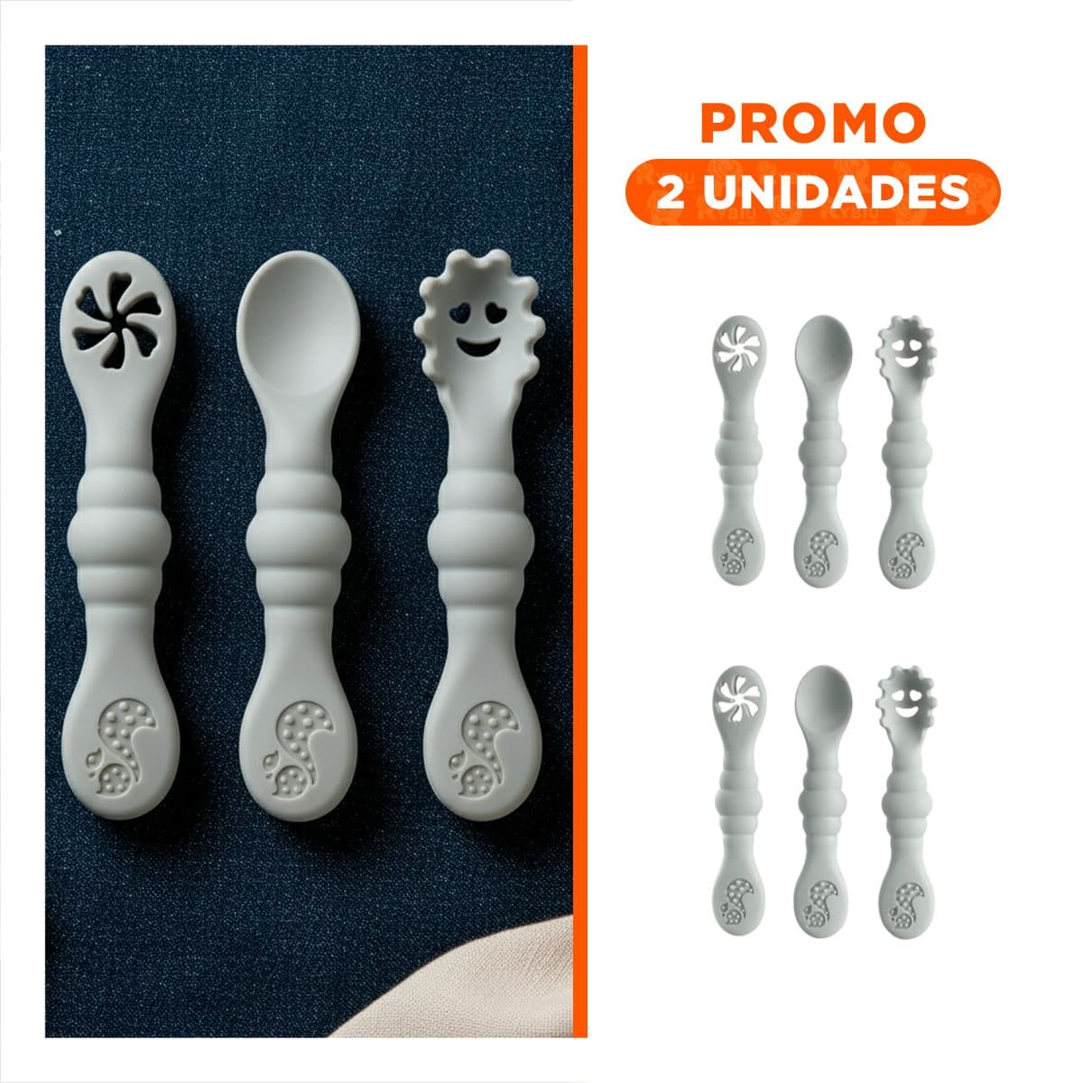 PACK2 KIT 3 PRE CUCHARAS PARA BEBE FACIL DE USAR Y PRACTICO PLOMO - 1