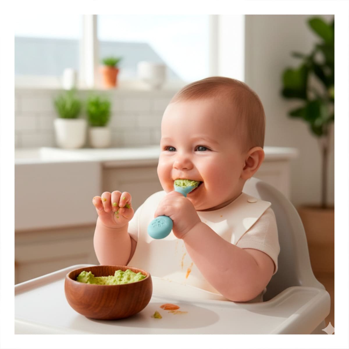 PACK2 COLECCION 3 PRE CUCHARAS PARA BEBE COMIDA PRACTICA COLOR CELESTE Y+REGALO STICKER - 3