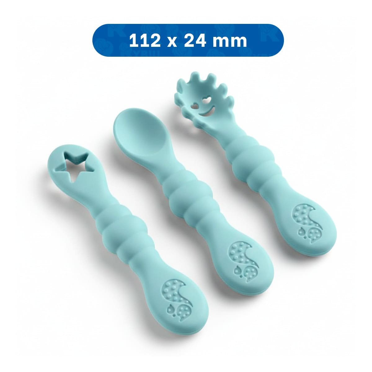 PACK2 COLECCION 3 PRE CUCHARAS PARA BEBE COMIDA PRACTICA COLOR CELESTE Y+REGALO STICKER - 4
