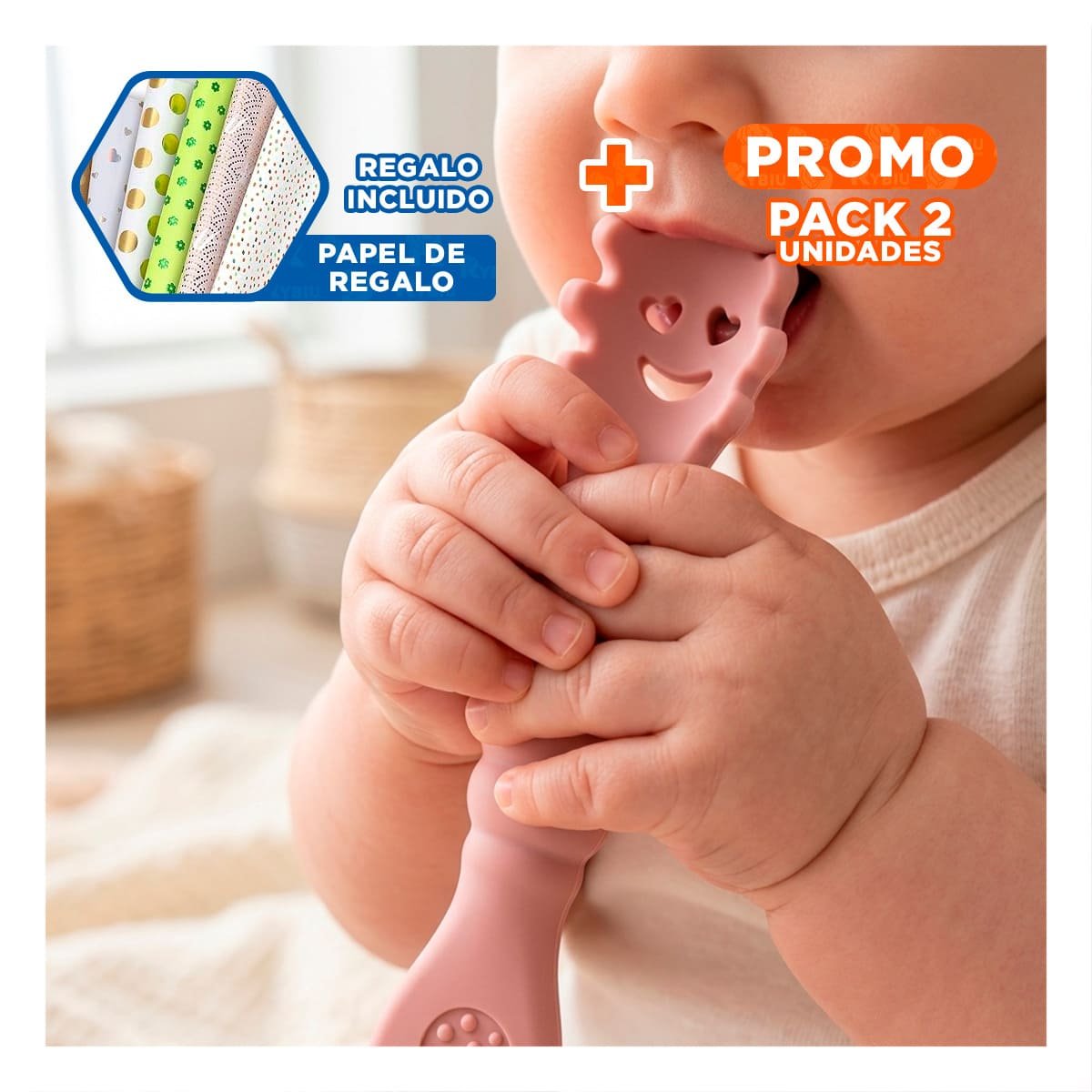 PACK2 PACK 3 PRE CUCHARAS ROSADO PARA BEBE ALIMENTACION SEGURA Y DIARIA EN CASA Y+PAPEL REGALO - 1