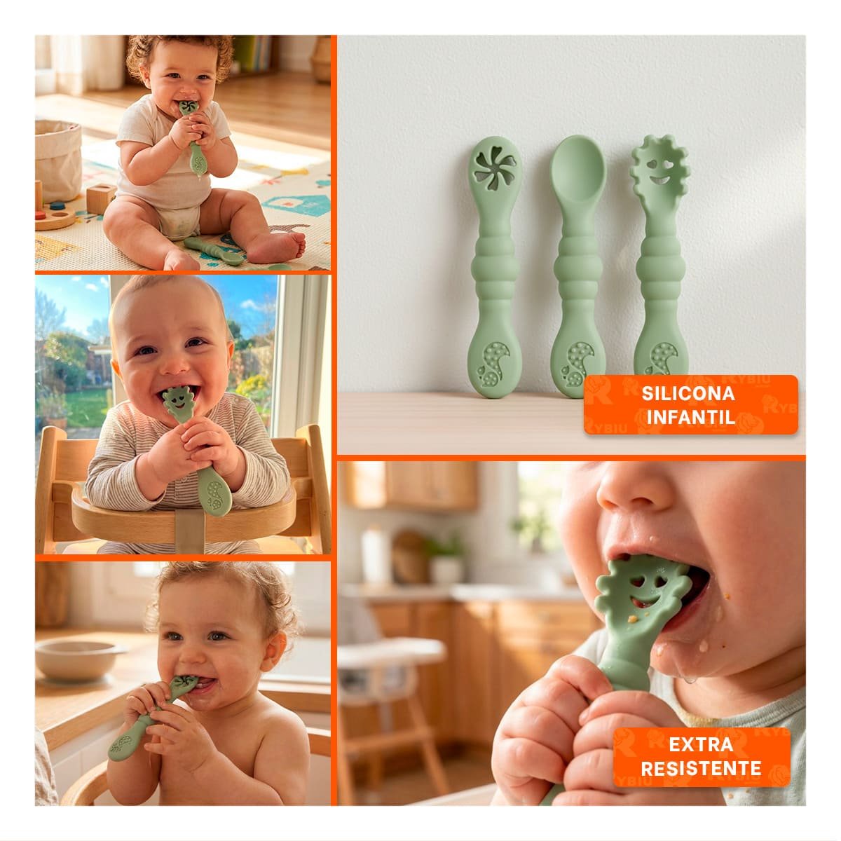 SET 3 PRE CUCHARAS PRACTICO Y RESISTENTE PARA BEBE EN HOGAR VERDE Y+POST IT - 1