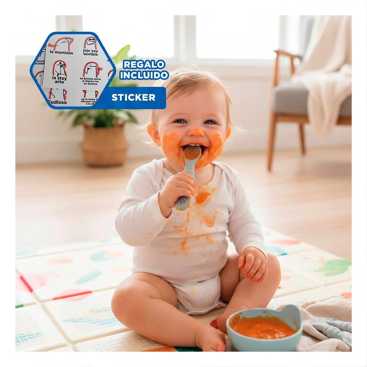 PACK 3 PRE CUCHARAS PARA BEBE PRACTICO Y RESISTENTE EN COMEDOR COLOR PLOMO Y+REGALO STICKER - 1