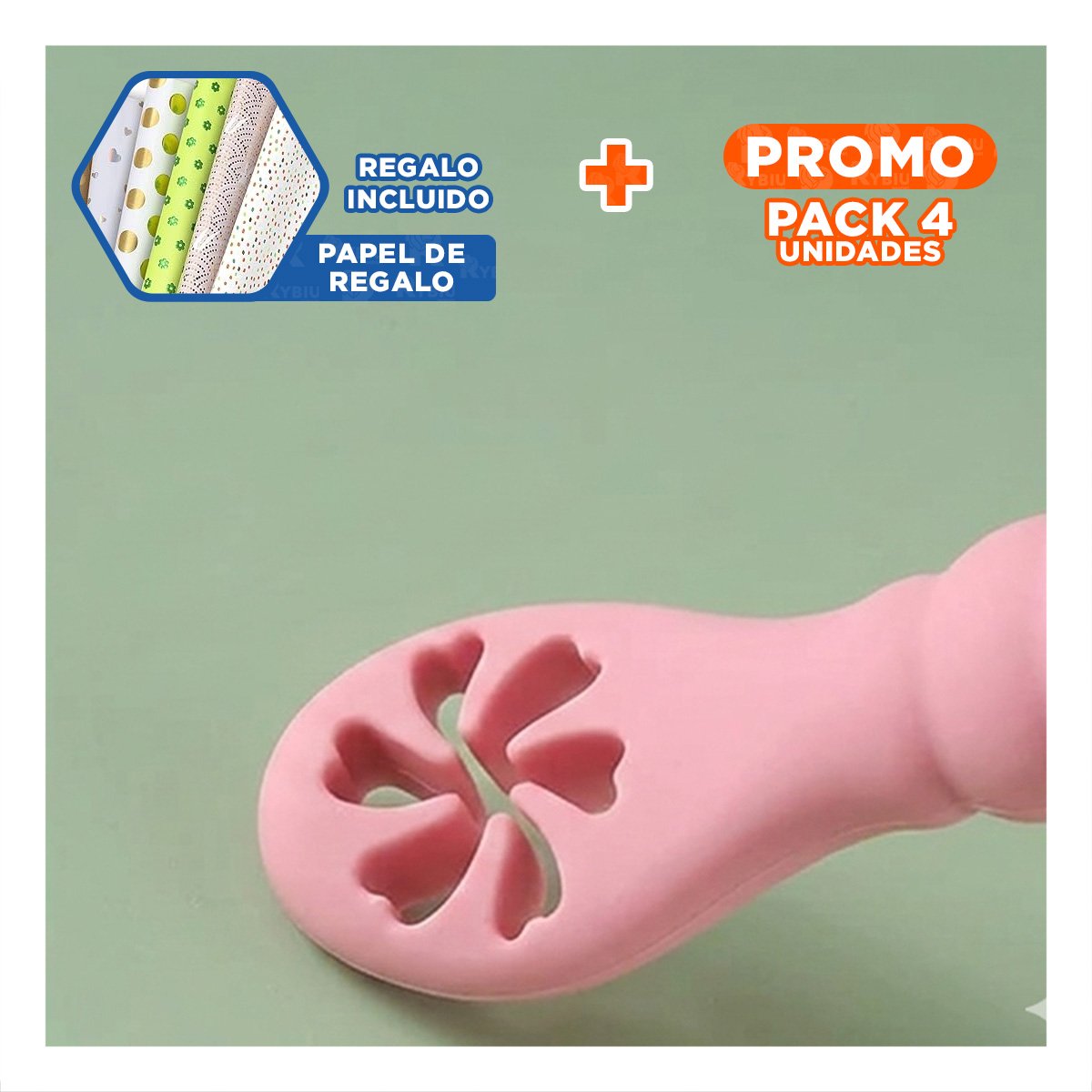 PACK4 KIT 3 PRE CUCHARAS RESISTENTE Y FUNCIONAL PARA USO DIARIO ROSADO Y+PAPEL REGALO - 1