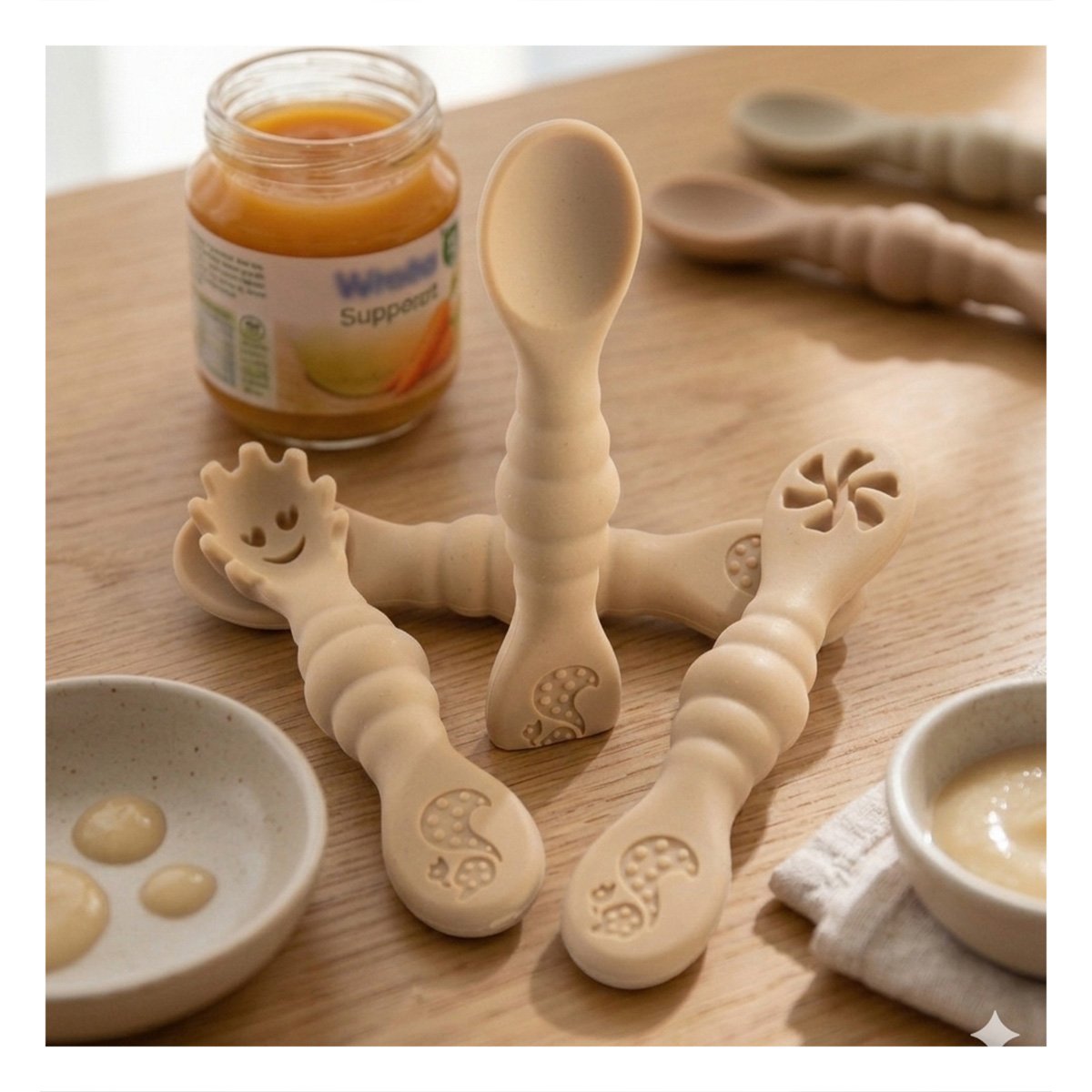 PACK4 PACK 3 PRE CUCHARAS PARA BEBE COMIDA DIARIA Y FACIL DE TOMAR COLOR MELON Y+REGALO STICKER - 5