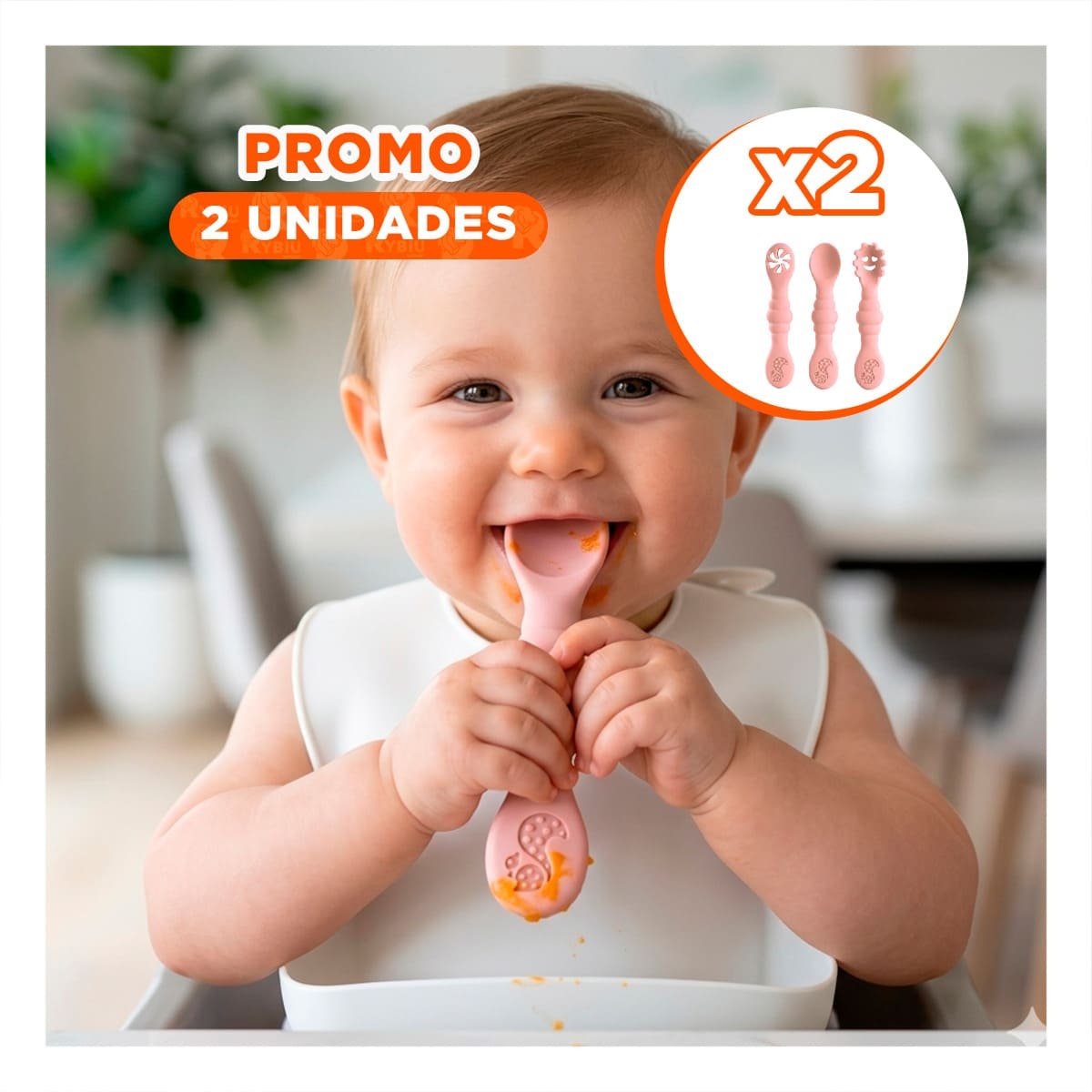 PACK2 COLECCION 3 PRE CUCHARAS PARA BEBE COMIDA PRACTICA Y SALUDABLE ROSADO Y+REGALO STICKER - 1