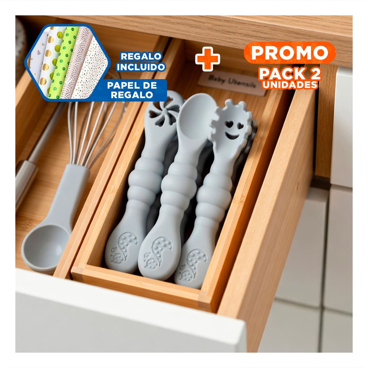 PACK2 PACK 3 PRE CUCHARAS PLOMO PARA BEBE ALIMENTACION SEGURA Y DIARIA EN CASA Y+PAPEL REGALO - 1