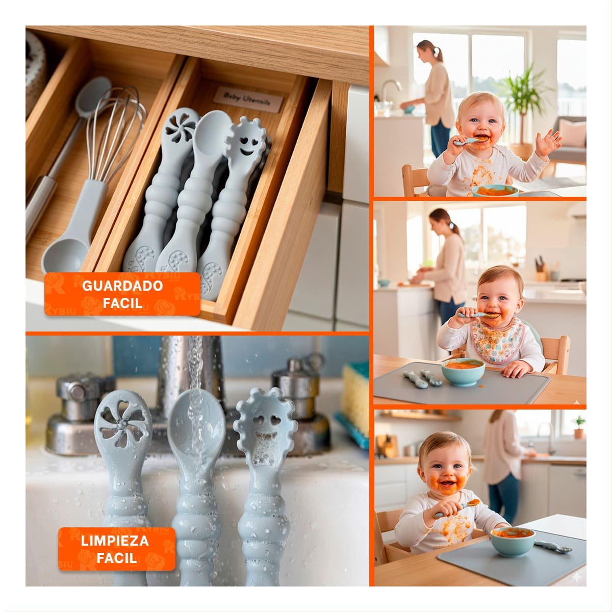 SET 3 PRE CUCHARAS COMODO Y SEGURO PARA BEBE EN HOGAR PLOMO Y+POST IT - 5
