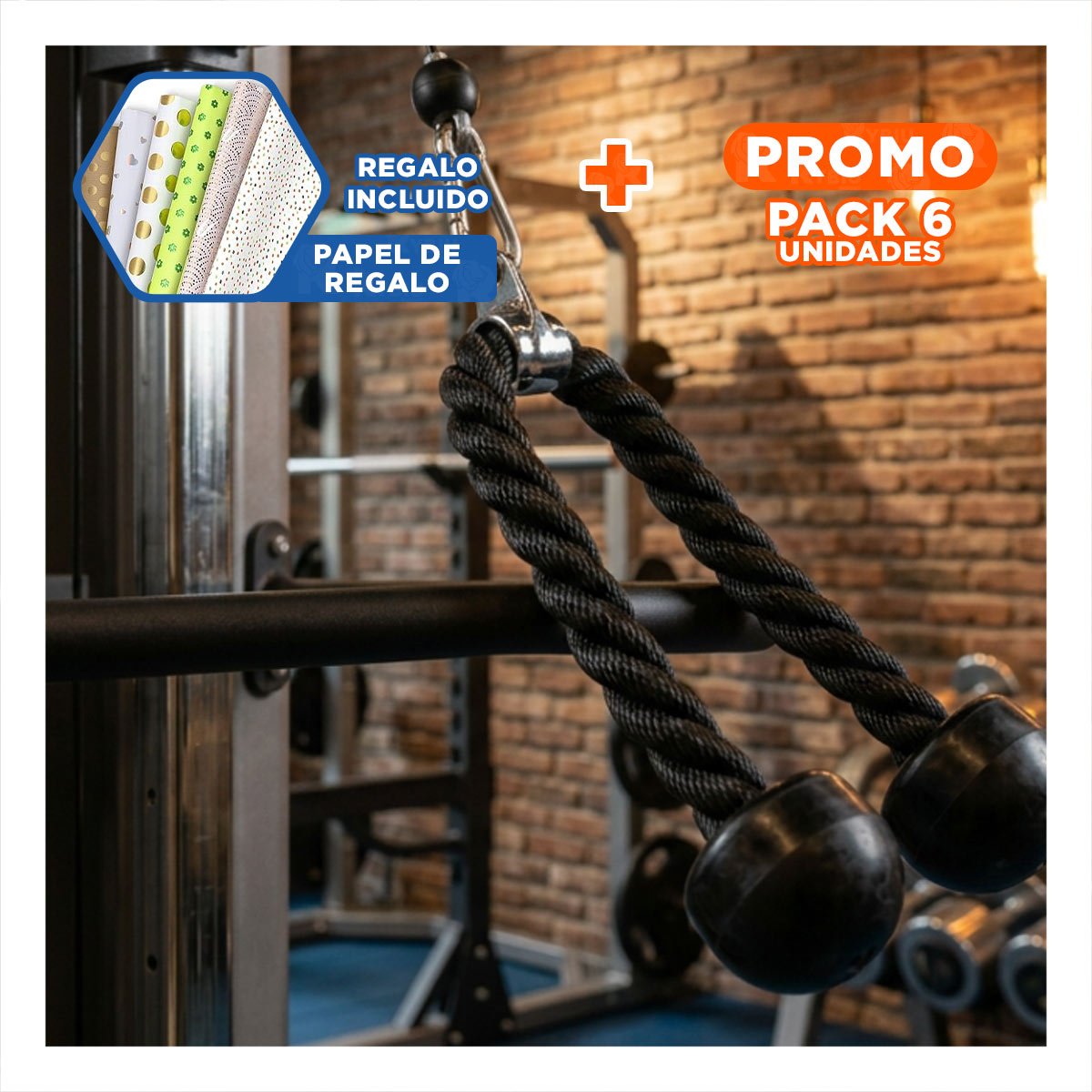 PACK6 SOPORTE PROFESIONAL PARA EJERCICIOS DE BICEPS TRICEPS NEGRO Y+PAPEL REGALO - 1