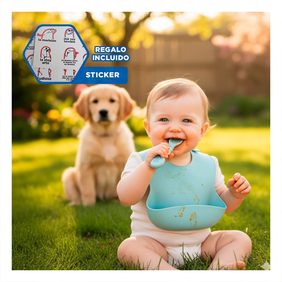 PACK 3 PRE CUCHARAS PARA BEBE PRACTICO Y RESISTENTE EN COMEDOR COLOR CELESTE Y+REGALO STICKER - 1