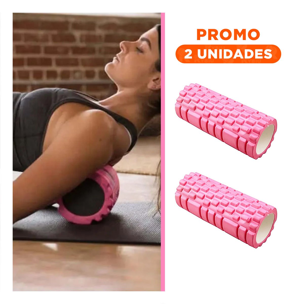 PACK2 CILINDRO FITNESS ROLLER ROSADO PARA LIBERAR TENSION Y MANTENER MUSCULOS FUERTES - 1