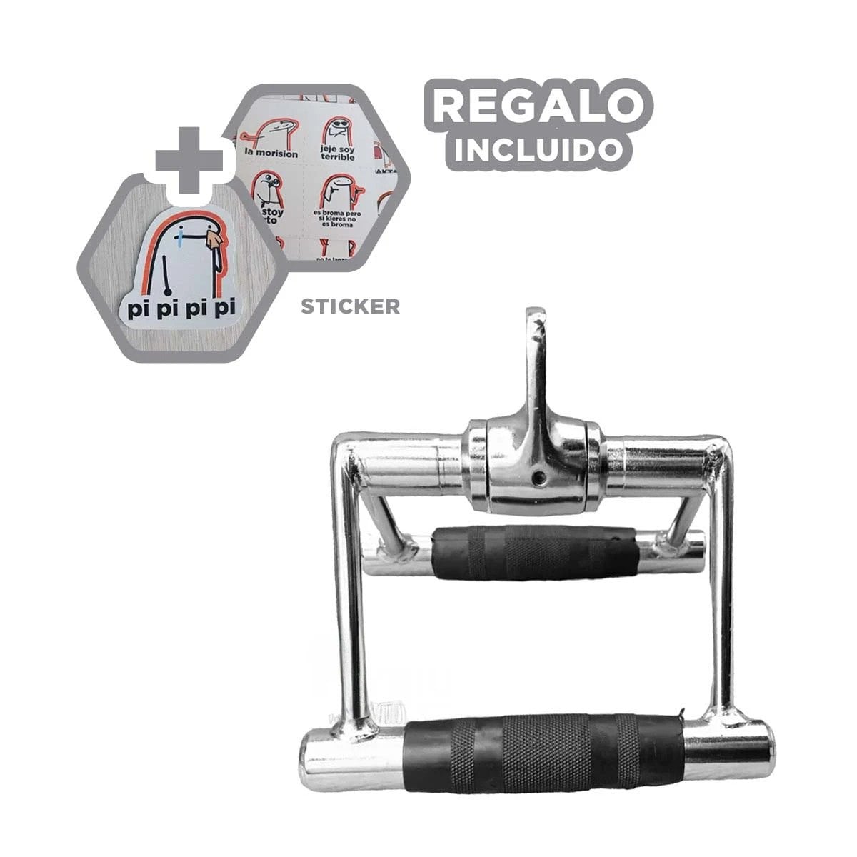 MANIJA POLEA 360 GRADOS PLATEADO PARA ENTRENAMIENTO DE FUERZA Y+REGALO STICKER - 1