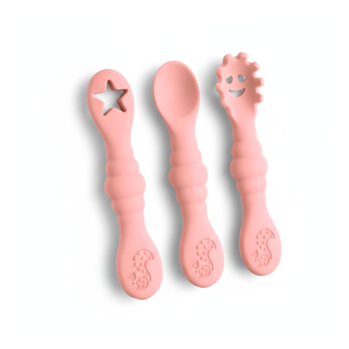 COLECCION 3 PRE CUCHARAS PARA YOGUIS Y PRIMEROS ALIMENTOS ROSADO Y+LIGAS REGALO - 3