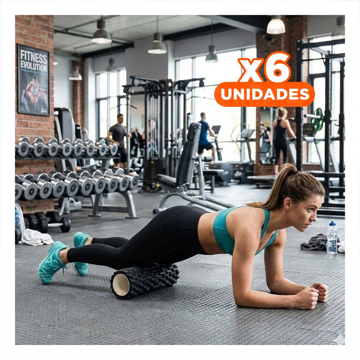 PACK6 RODILLO ROLLER NEGRO PARA USO DIARIO EN ENTRENAMIENTO Y MASAJES Y+REGALO STICKER - 1
