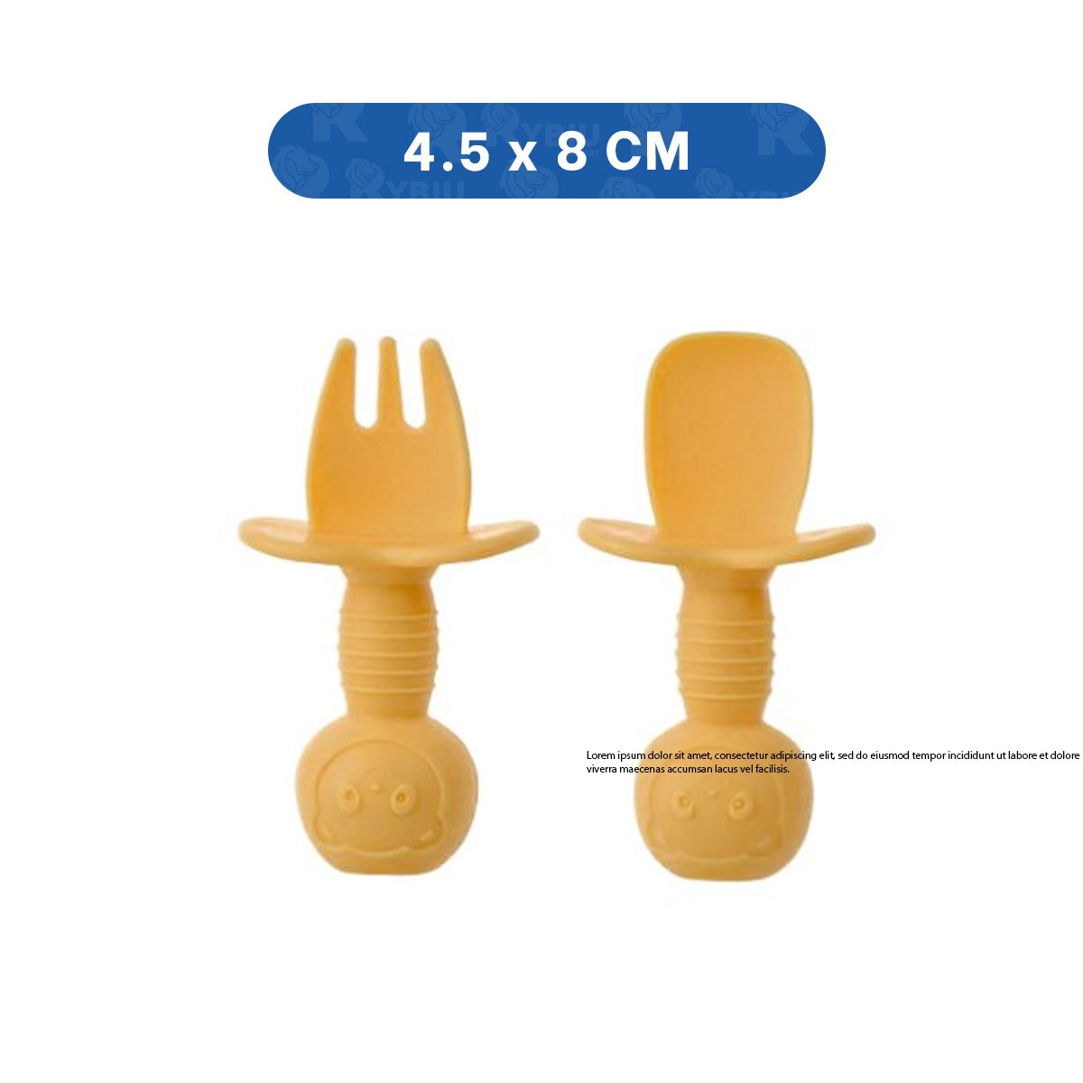 PACK2 KIT 2 PRE CUCHARA Y TENEDOR MANGO CORTO OSITO AMARILLO PARA NIÑOS EN MESA - 4
