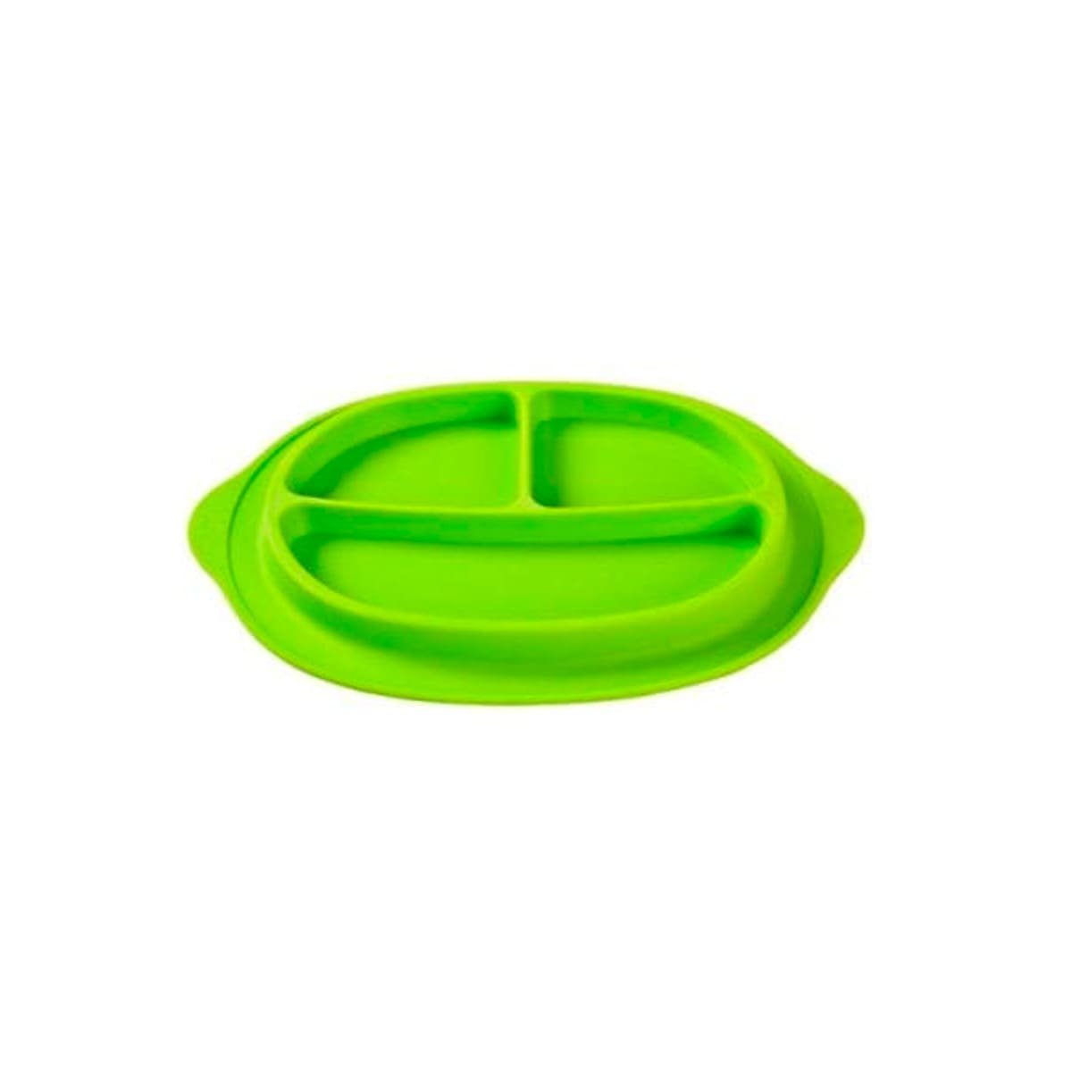PACK12 FUENTE DE SILICONA COLOR VERDE CARITA FELIZ CON COMPARTIMIENTOS Y+REGALO STICKER - 2