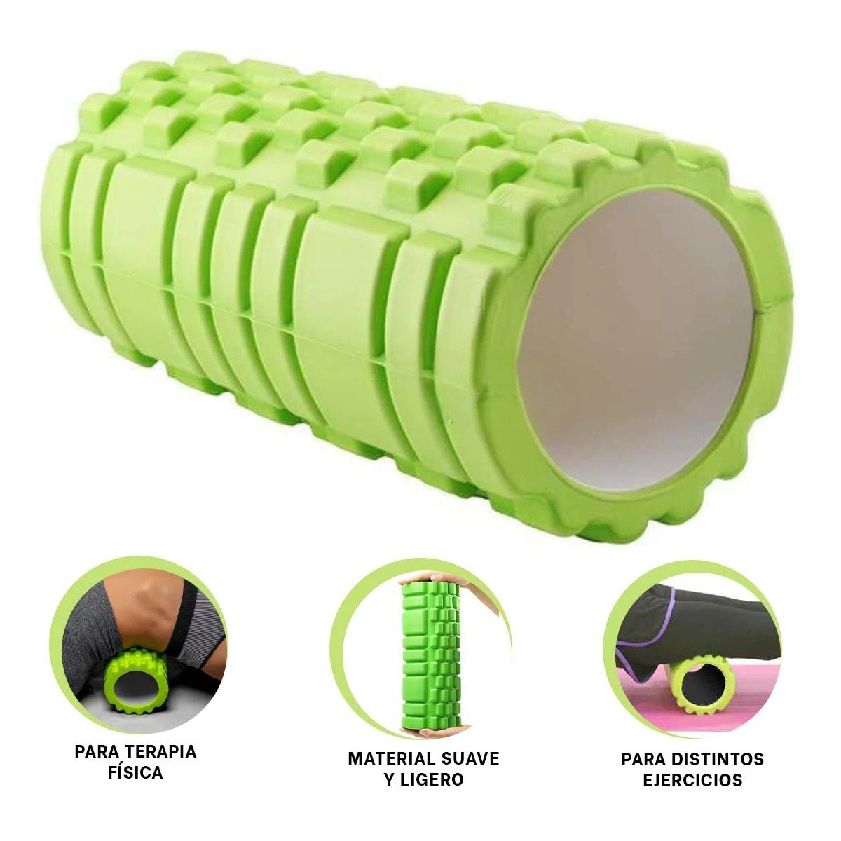 RODILLO ROLLER VERDE PARA ESTIRAMIENTOS Y RECUPERACION DE MUSCULOS DESGASTADOS - 3