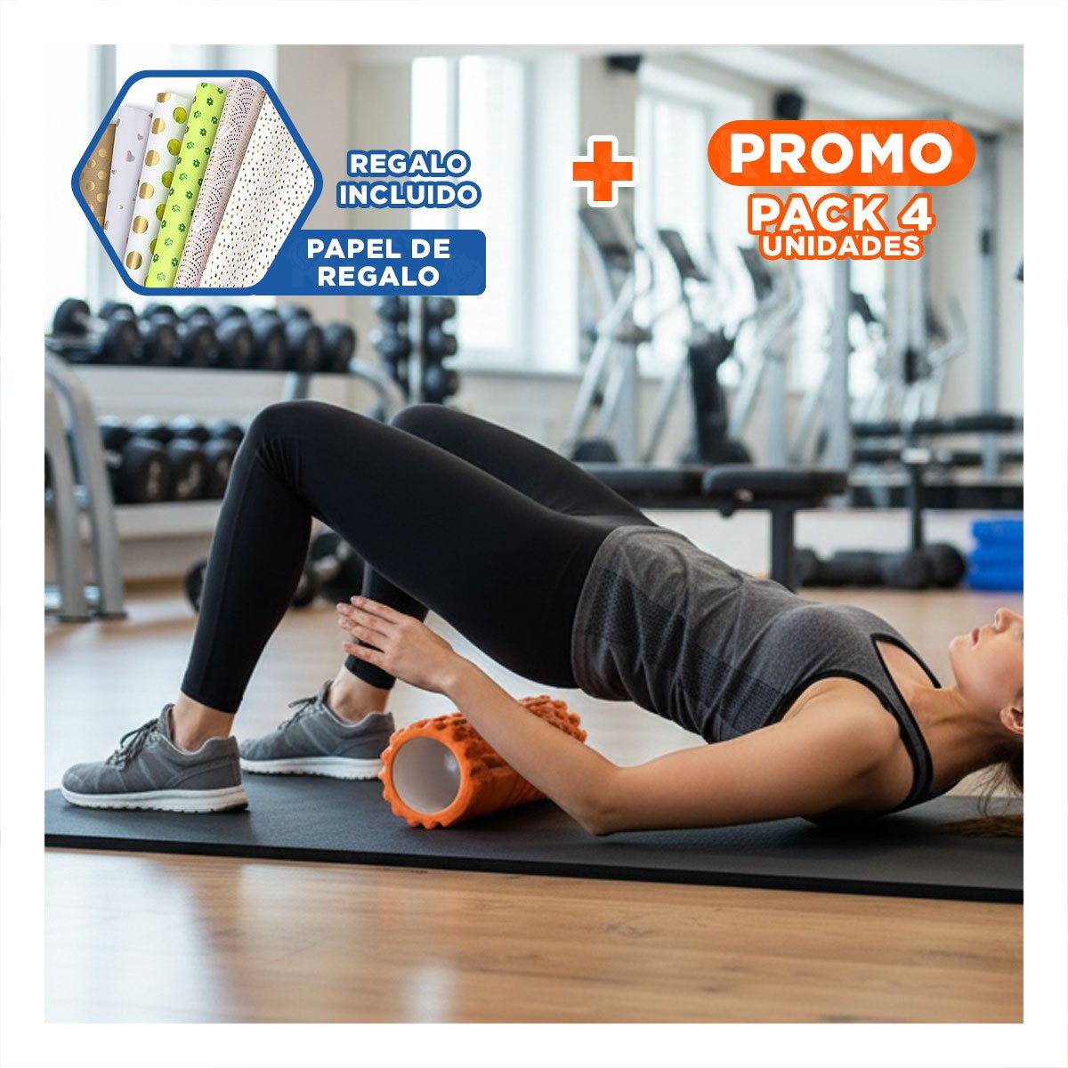 PACK4 CILINDRO ROLLER NARANJA PARA ACTIVIDAD FISICA Y RELAJACION MUSCULAR Y+PAPEL REGALO - 1