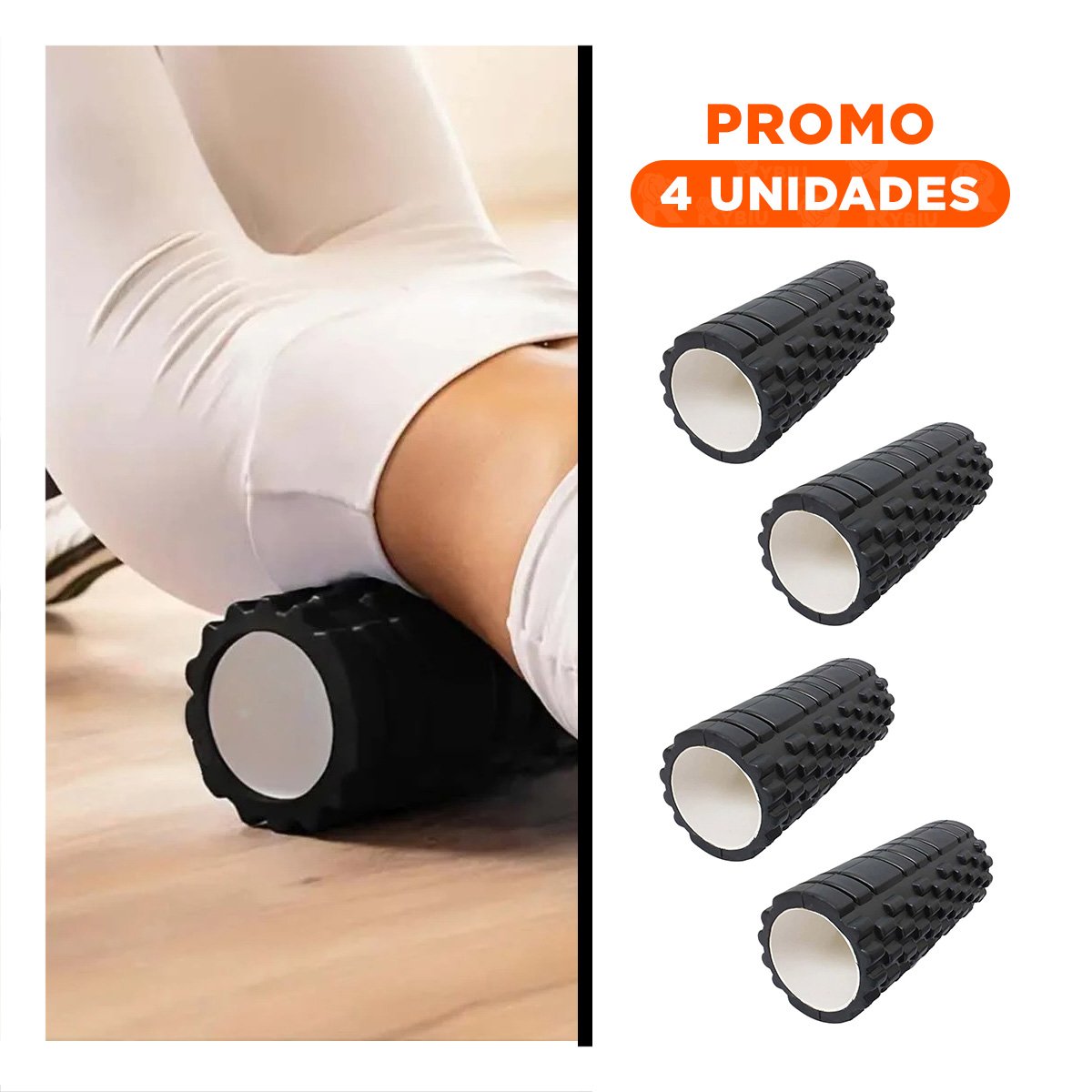 PACK4 RUEDA ROLLER NEGRO PARA MASAJES Y ACTIVIDAD FISICA DIARIA Y+REGALO STICKER - 1