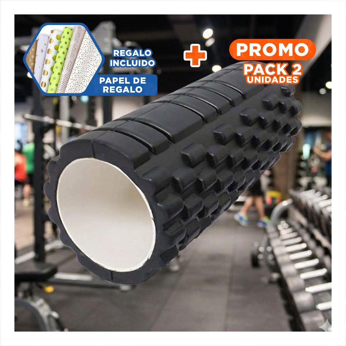 PACK2 CILINDRO ROLLER NEGRO PARA ACTIVIDAD FISICA Y RELAJACION MUSCULAR EN CASA Y+PAPEL REGALO - 1