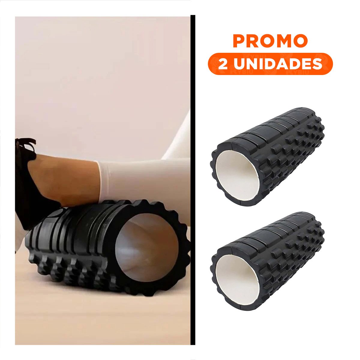 PACK2 RODILLO DEPORTIVO ROLLER NEGRO PARA EJERCICIOS DE MUSCULOS Y ESTIRAMIENTOS - 1