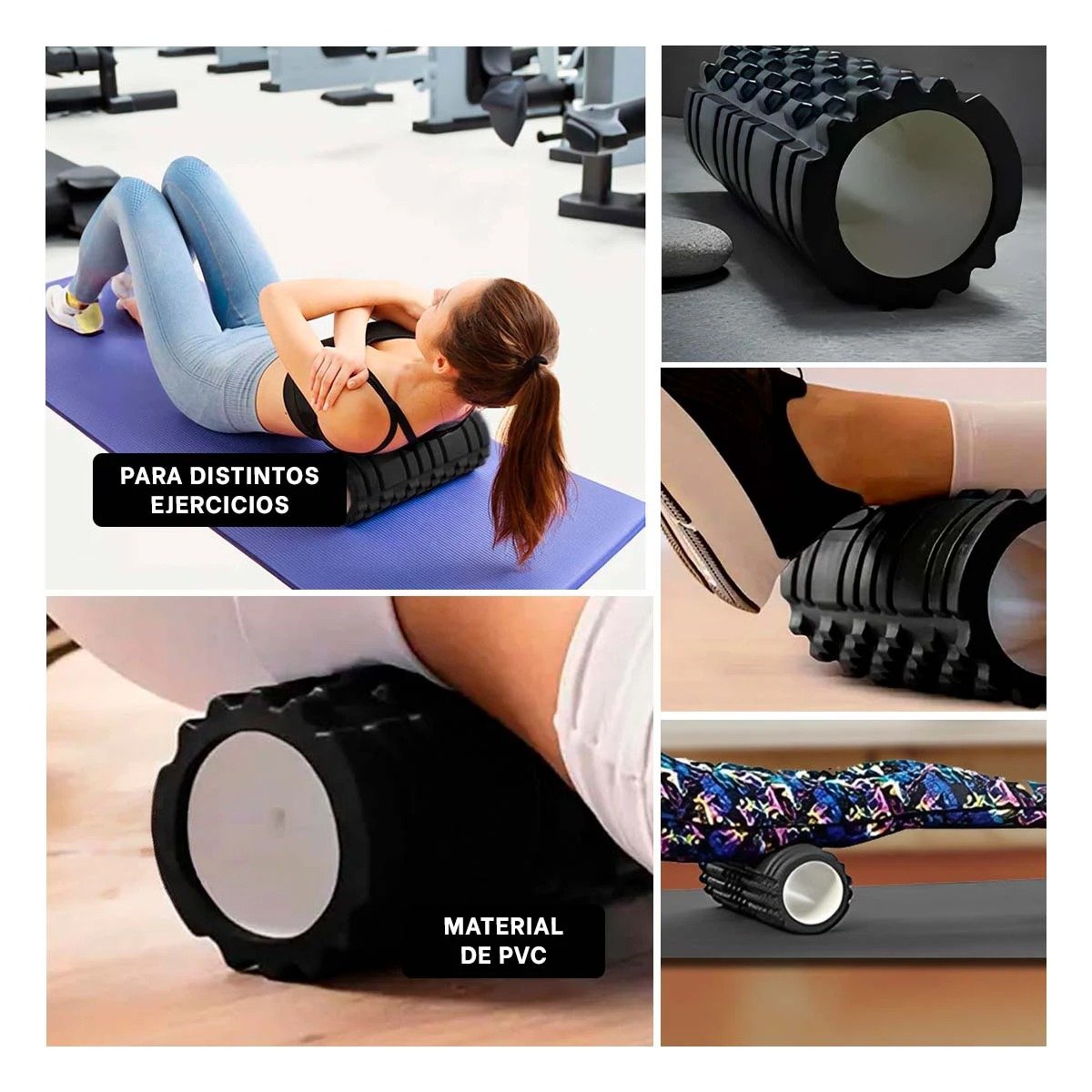 RUEDA FITNESS ROLLER NEGRO PARA MASAJES PROFUNDOS Y RECUPERACION MUSCULAR Y+POST IT - 1