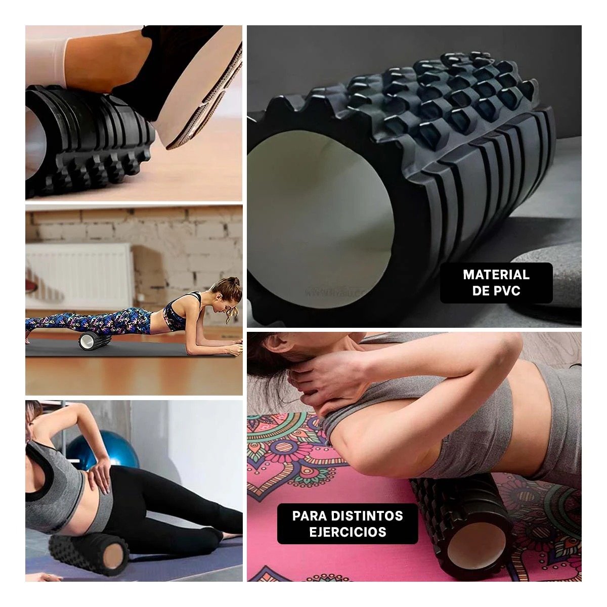 RUEDA FITNESS ROLLER NEGRO PARA MASAJES PROFUNDOS Y RECUPERACION MUSCULAR Y+POST IT - 5