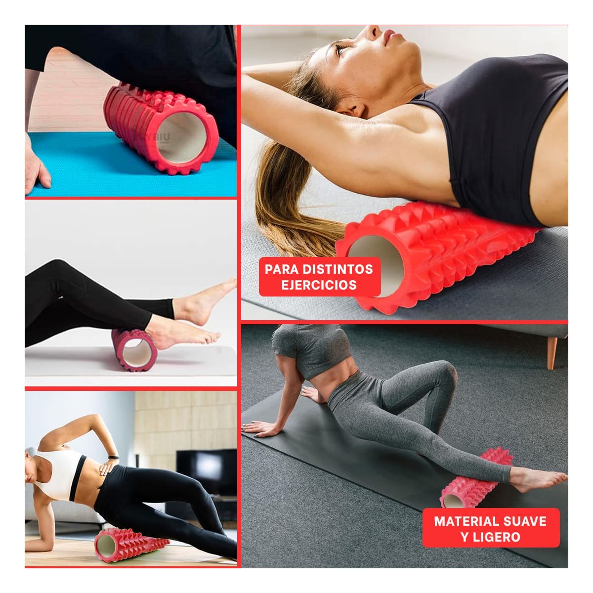 RUEDA FITNESS ROLLER ROJO PARA MASAJES PROFUNDOS Y RECUPERACION MUSCULAR Y+POST IT - 5