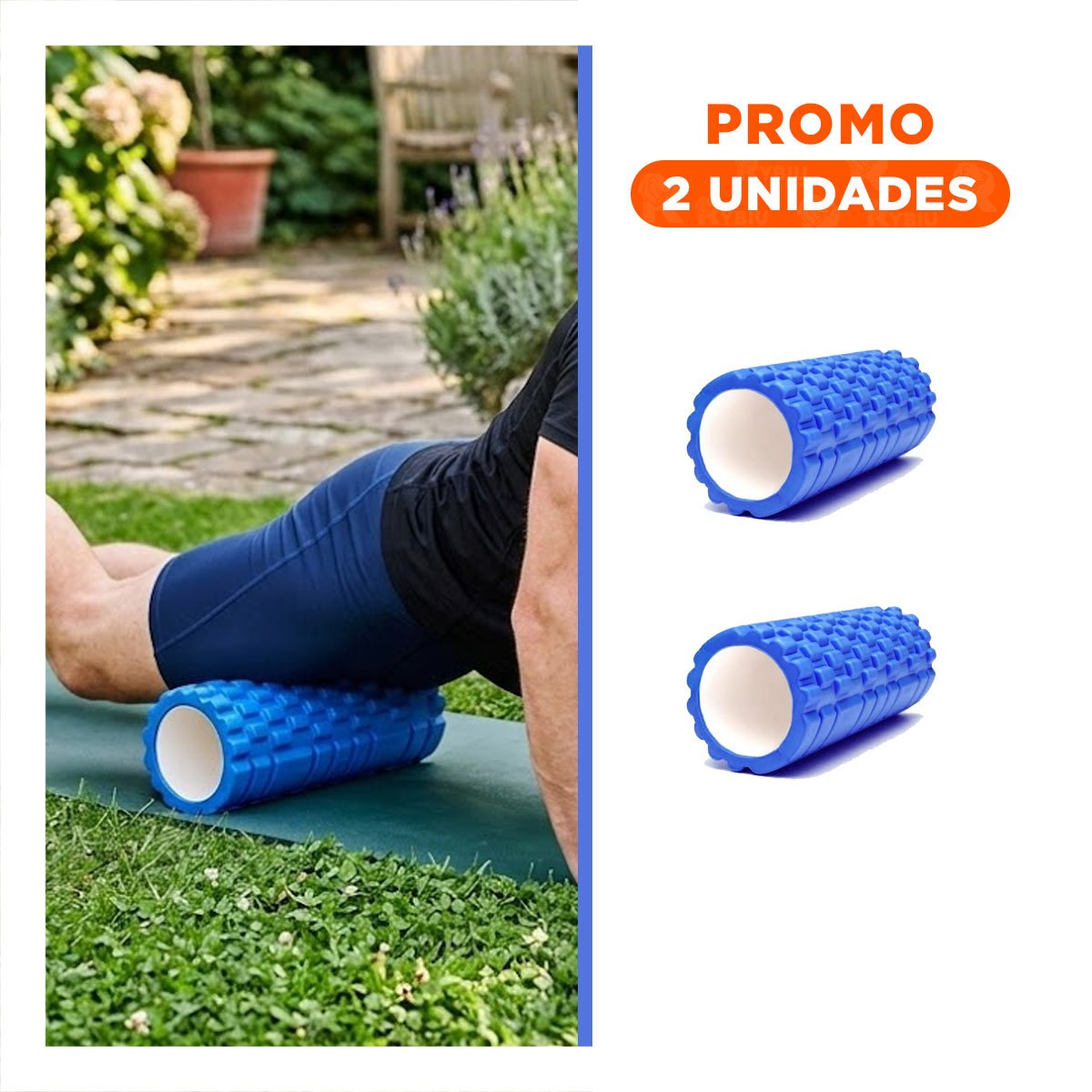 PACK2 CILINDRO FITNESS ROLLER CELESTE PARA LIBERAR TENSION Y MANTENER MUSCULOS FUERTES - 1