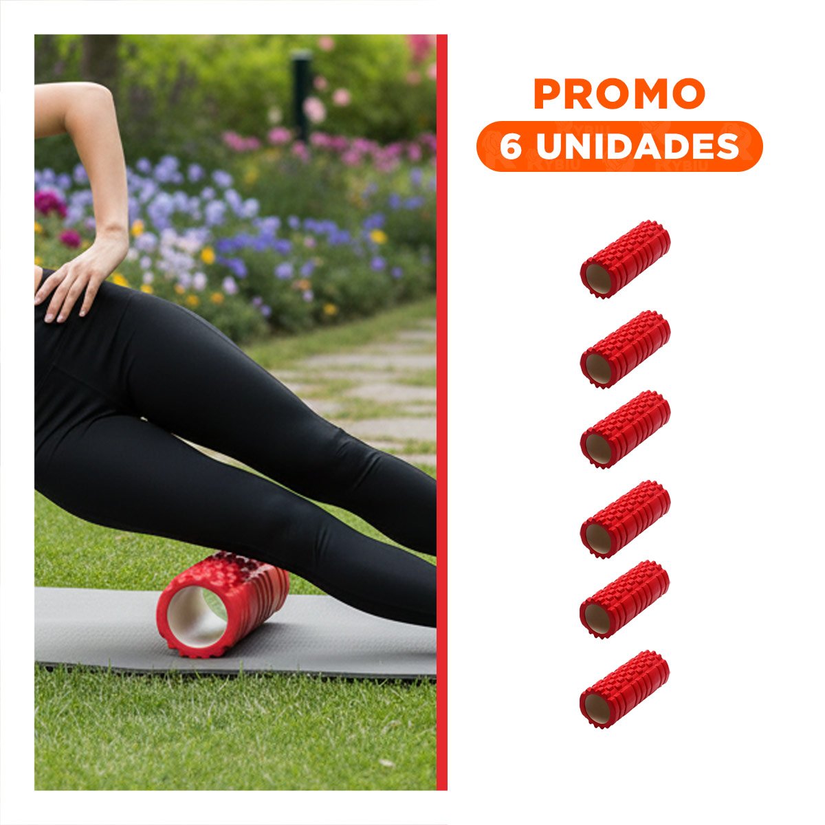 PACK6 CILINDRO ROLLER ROJO PARA ENTRENAMIENTO SEGURO Y RECUPERACION DE MUSCULOS - 1