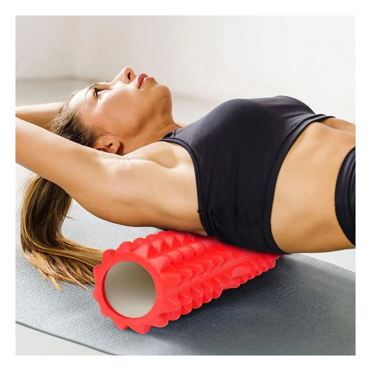 PACK6 RODILLO FITNESS ROLLER ROJO PARA RELAJACION DE MUSCULOS Y ESTIRAMIENTOS Y+REGALO STICKER - 3