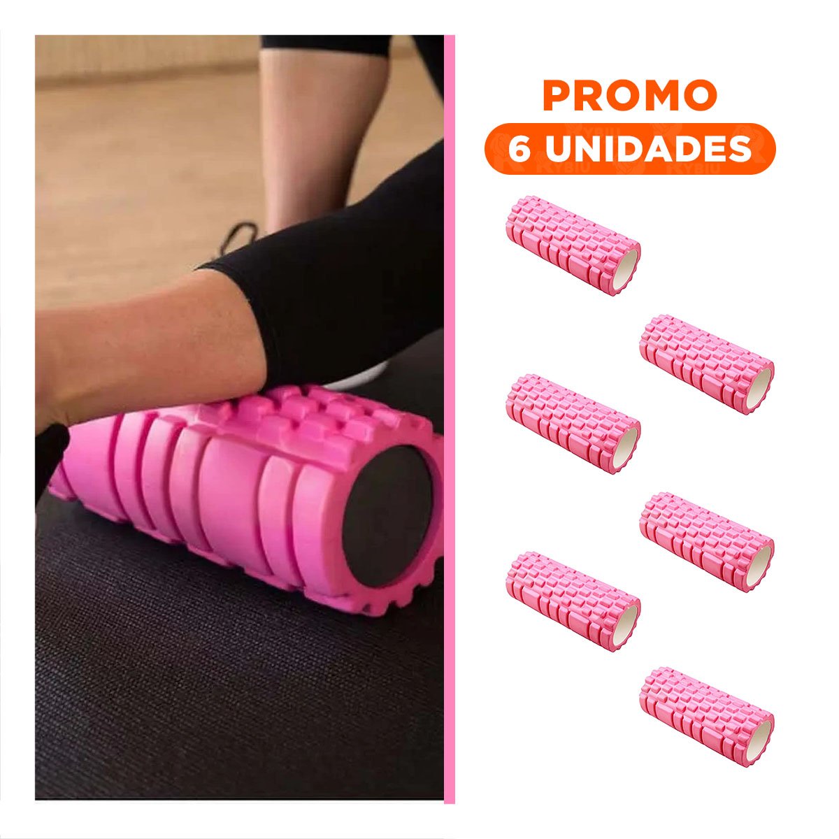 PACK6 RODILLO ROLLER ROSADO PARA ESTIRAMIENTOS PROFUNDOS Y RELAJACION MUSCULAR - 1
