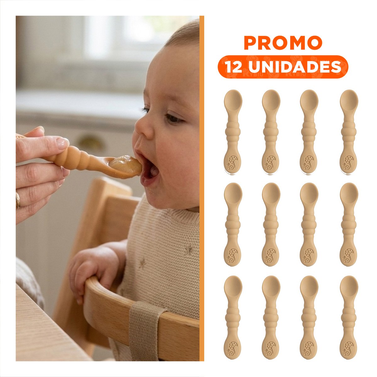 PACK12 PACK 3 PRE CUCHARAS RESISTENTE PARA ALIMENTACION DIARIA COLOR MELON Y+REGALO STICKER - 1