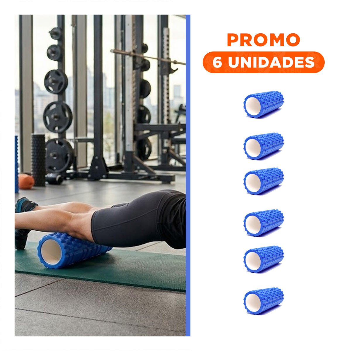 PACK6 RODILLO ROLLER CELESTE PARA ESTIRAMIENTOS PROFUNDOS Y RELAJACION MUSCULAR - 1