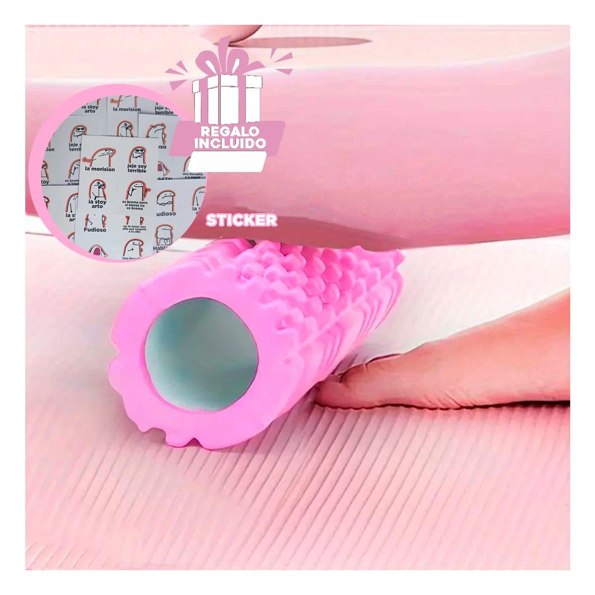 RODILLO DEPORTIVO ROLLER ROSADO PARA USO DIARIO EN ENTRENAMIENTO Y EJERCICIOS Y+REGALO STICKER - 1