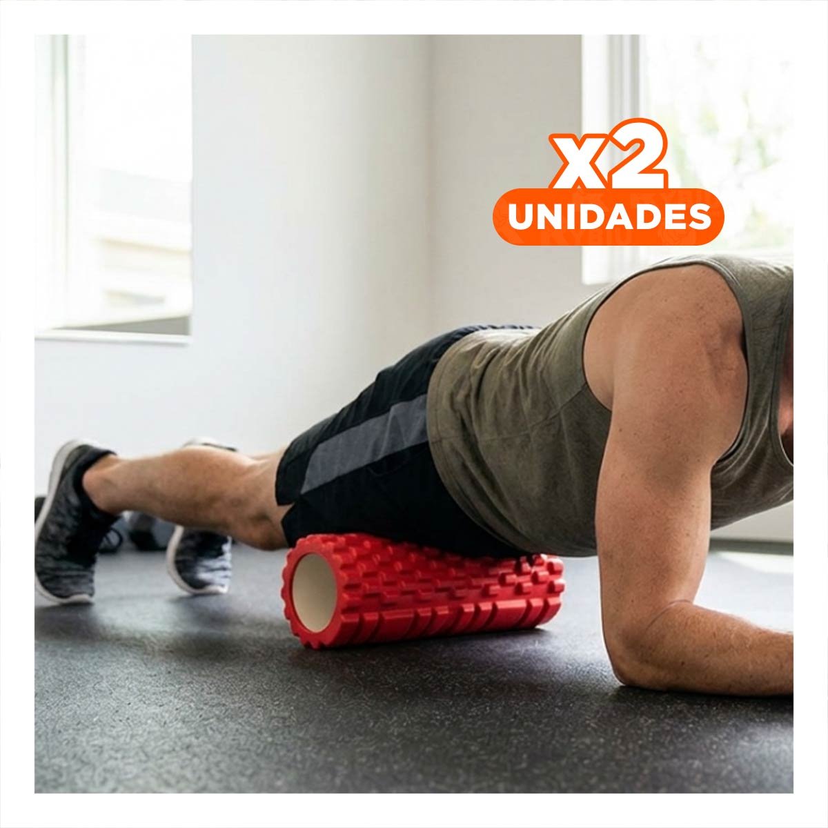 PACK2 RODILLO DEPORTIVO ROLLER ROJO PARA EJERCICIOS DE MUSCULOS Y+REGALO STICKER - 1