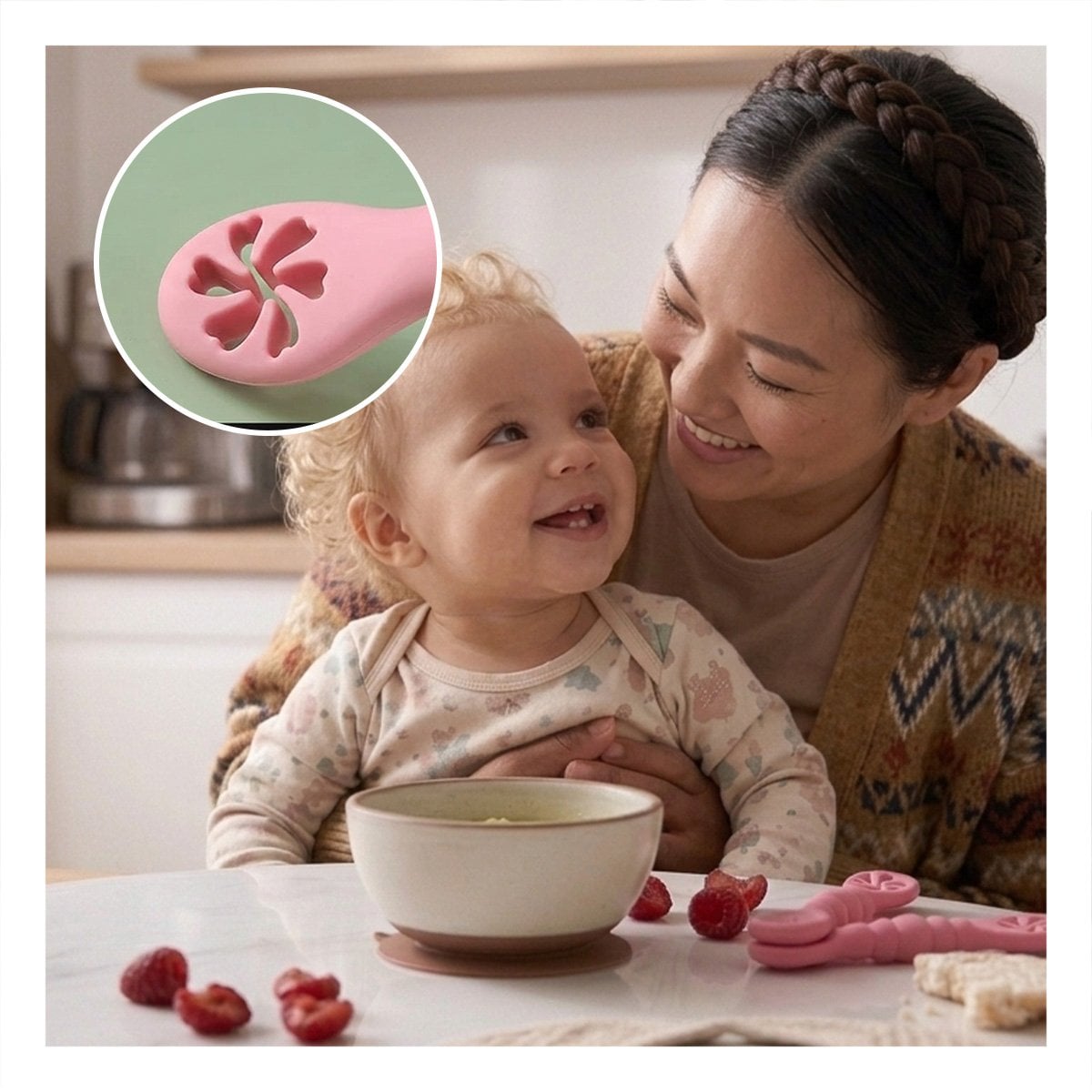 PACK2 COLECCION 3 PRE CUCHARAS PARA BEBE COMIDA PRACTICA COLOR ROSADO Y+REGALO STICKER - 5