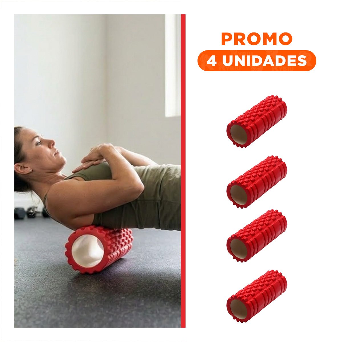 PACK4 RODILLO ROLLER ROJO PARA ESTIRAMIENTOS PROFUNDOS Y RELAJACION MUSCULAR Y+REGALO STICKER - 1