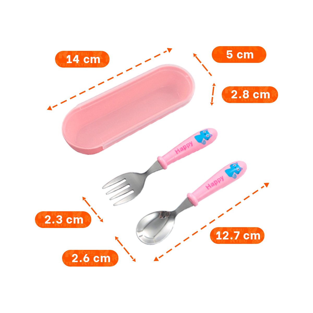 PACK2 KIT ESCOLAR GATO CON ESTUCHE PRACTICO CUCHARA Y TENEDOR COLOR ROSADO - 4