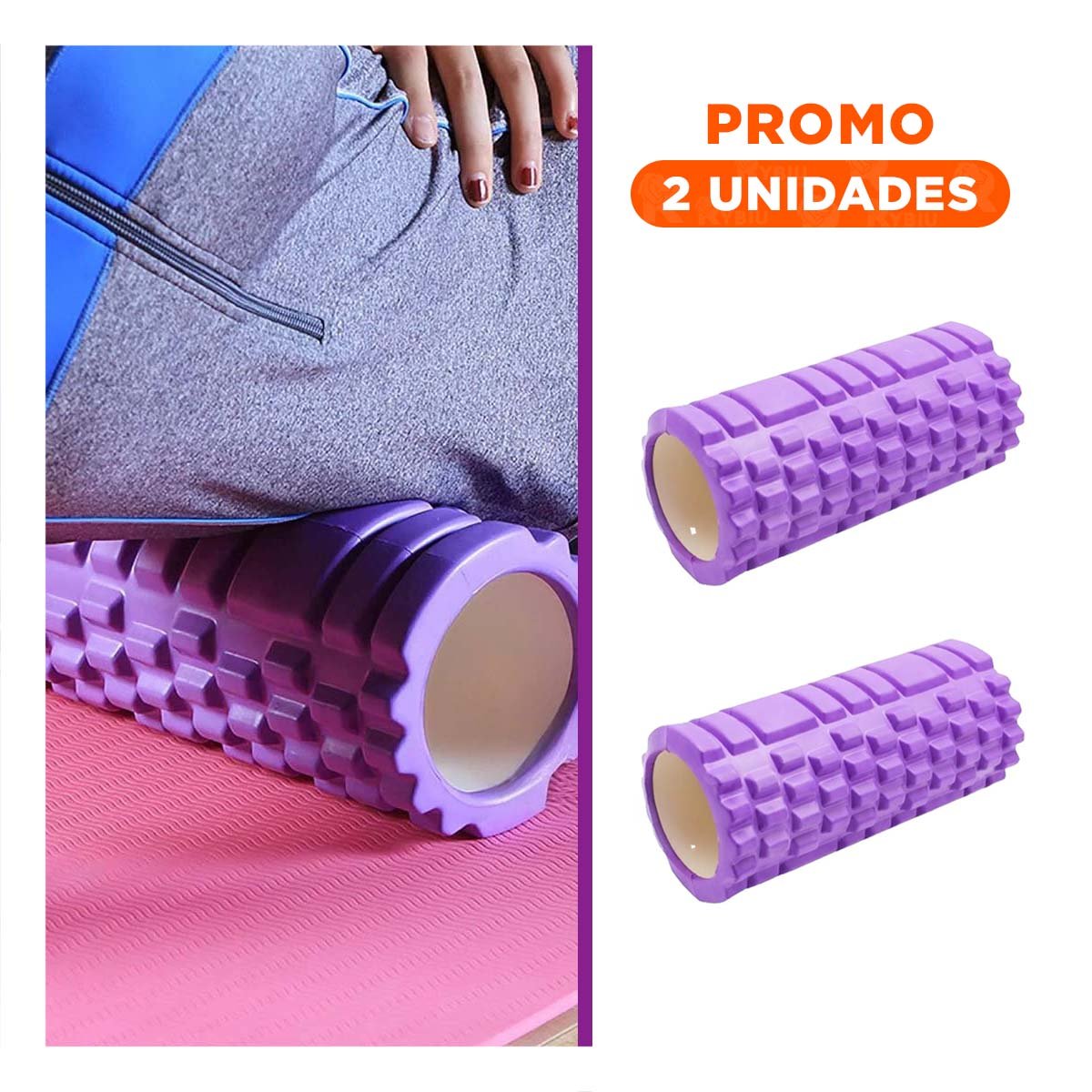 PACK2 CILINDRO FITNESS ROLLER MORADO PARA LIBERAR TENSION Y MANTENER MUSCULOS FUERTES - 1