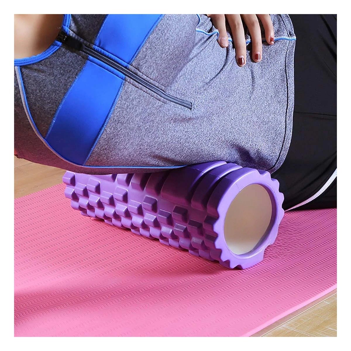 PACK2 CILINDRO FITNESS ROLLER MORADO PARA LIBERAR TENSION Y MANTENER MUSCULOS FUERTES - 2