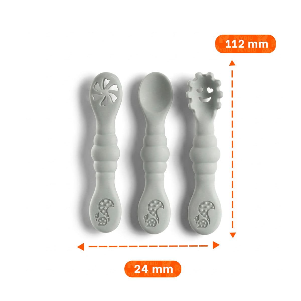 PACK4 PACK 3 PRE CUCHARAS PARA BEBE COMIDA DIARIA Y FACIL DE TOMAR COLOR PLOMO Y+REGALO STICKER - 4