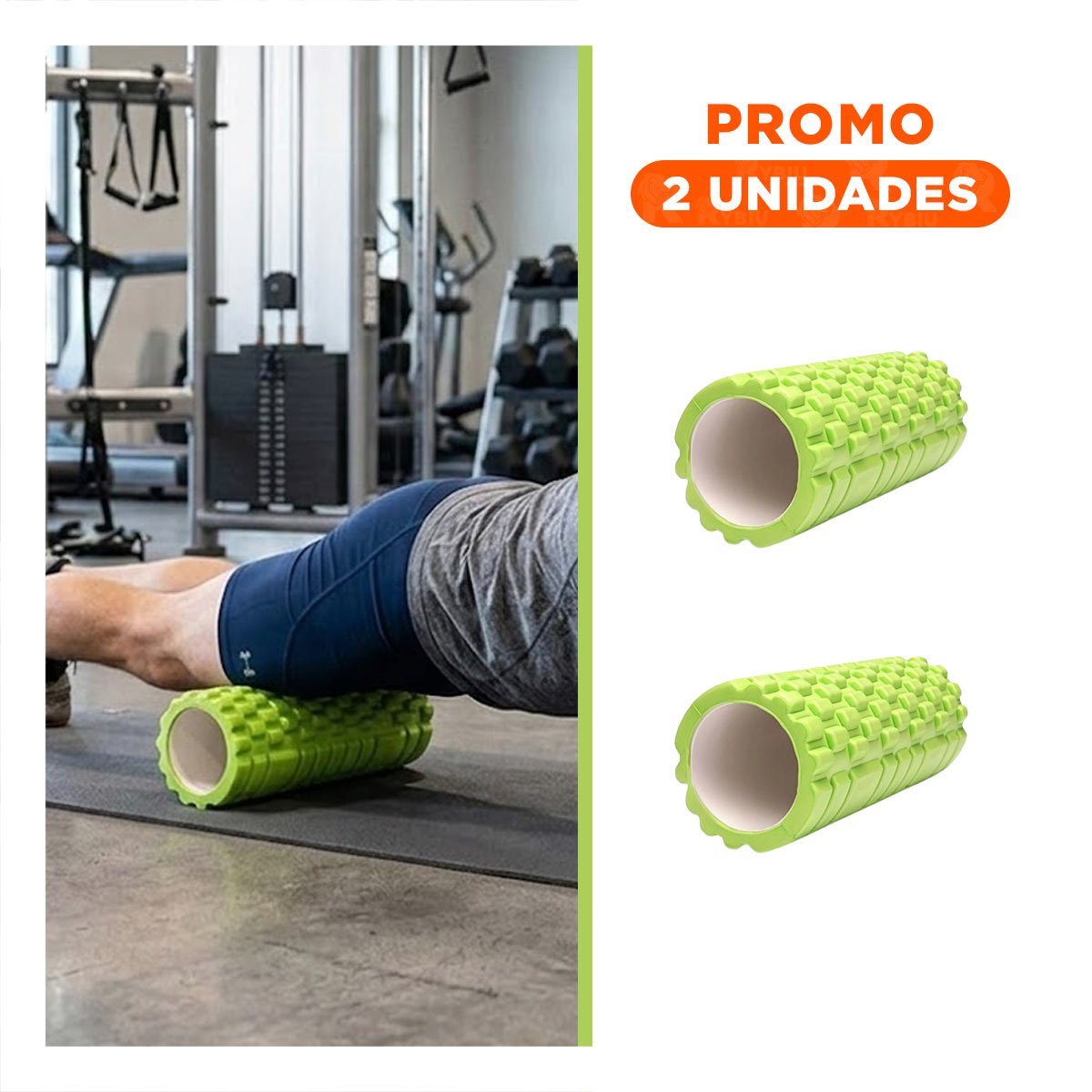 PACK2 CILINDRO FITNESS ROLLER VERDE PARA LIBERAR TENSION Y MANTENER MUSCULOS FUERTES - 1