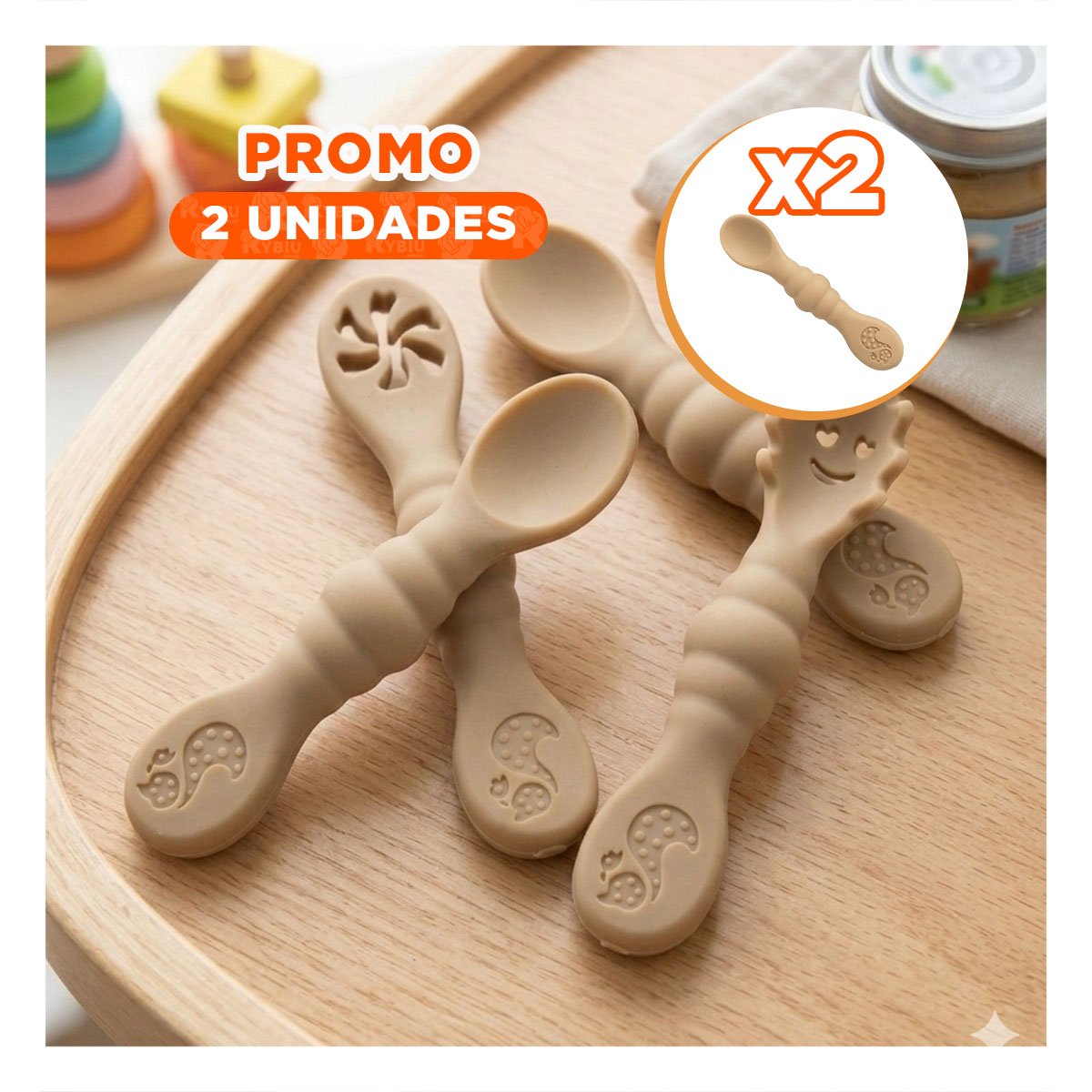 PACK2 COLECCION 3 PRE CUCHARAS PARA BEBE COMIDA SALUDABLE COLOR MELON Y+REGALO STICKER - 1
