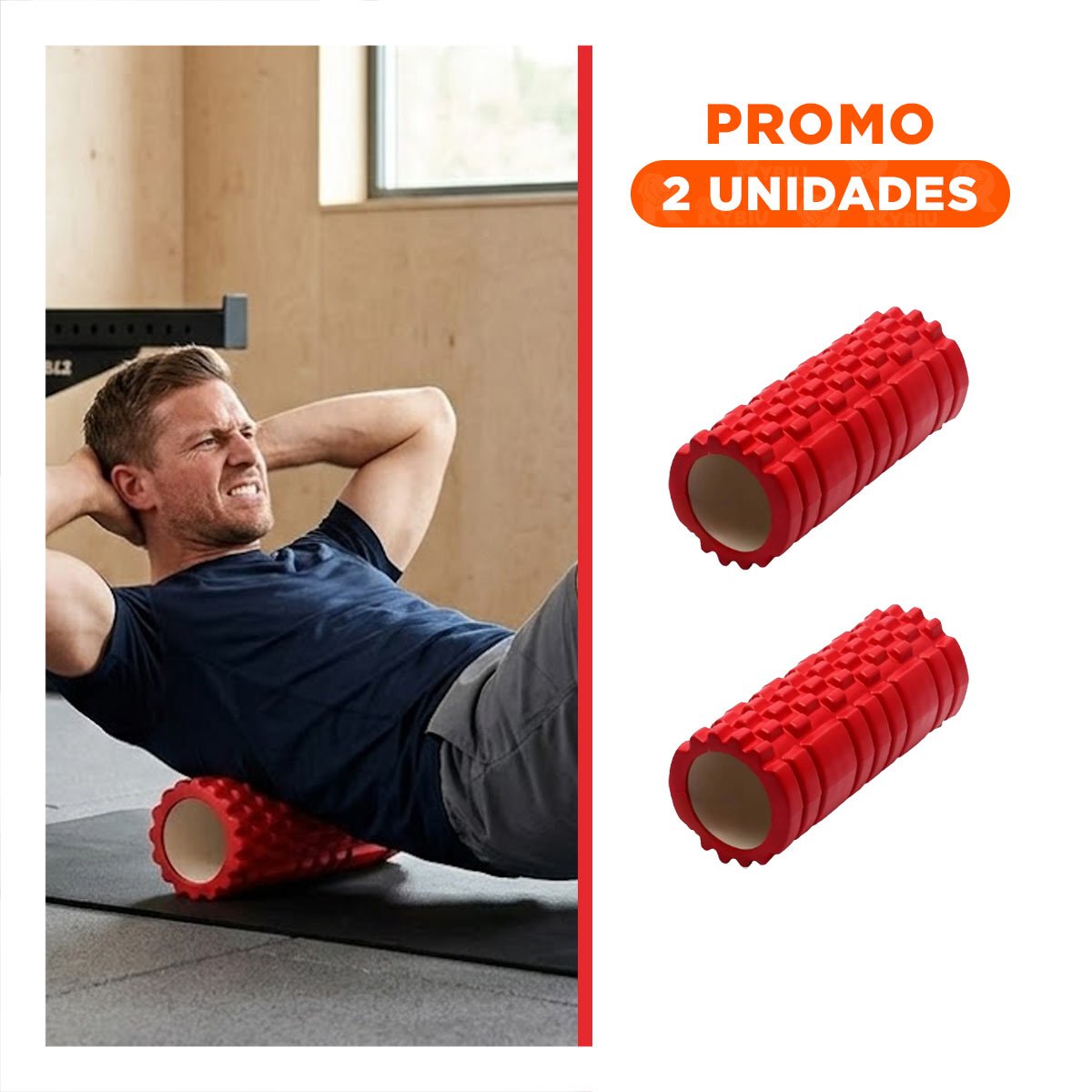 PACK2 RODILLO ROLLER ROJO PARA MASAJES Y RELAJACION DE MUSCULOS CON USO DIARIO - 1