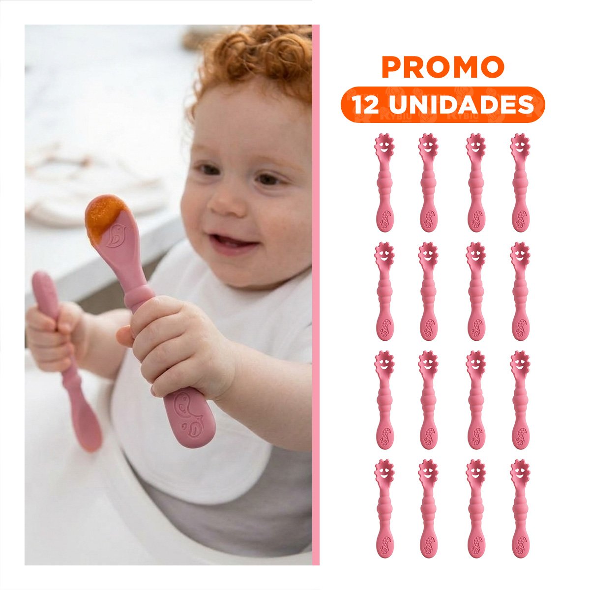 PACK12 PACK 3 PRE CUCHARAS RESISTENTE PARA ALIMENTACION COLOR ROSADO Y+REGALO STICKER - 1