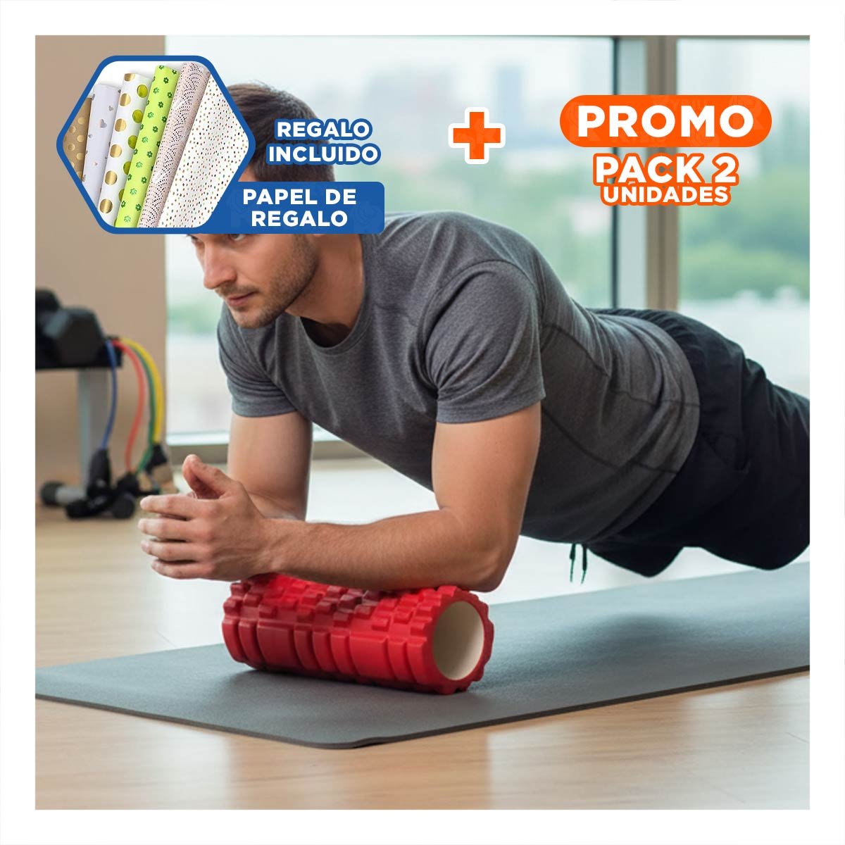 PACK2 RUEDA ROLLER ROJO CON AJUSTE SEGURO PARA ENTRENAMIENTO Y RECUPERACION Y+PAPEL REGALO - 1