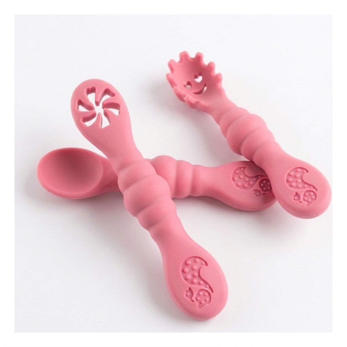 PACK 3 PRE CUCHARAS PARA BEBE PRACTICO Y RESISTENTE EN COMEDOR COLOR ROSADO Y+REGALO STICKER - 3